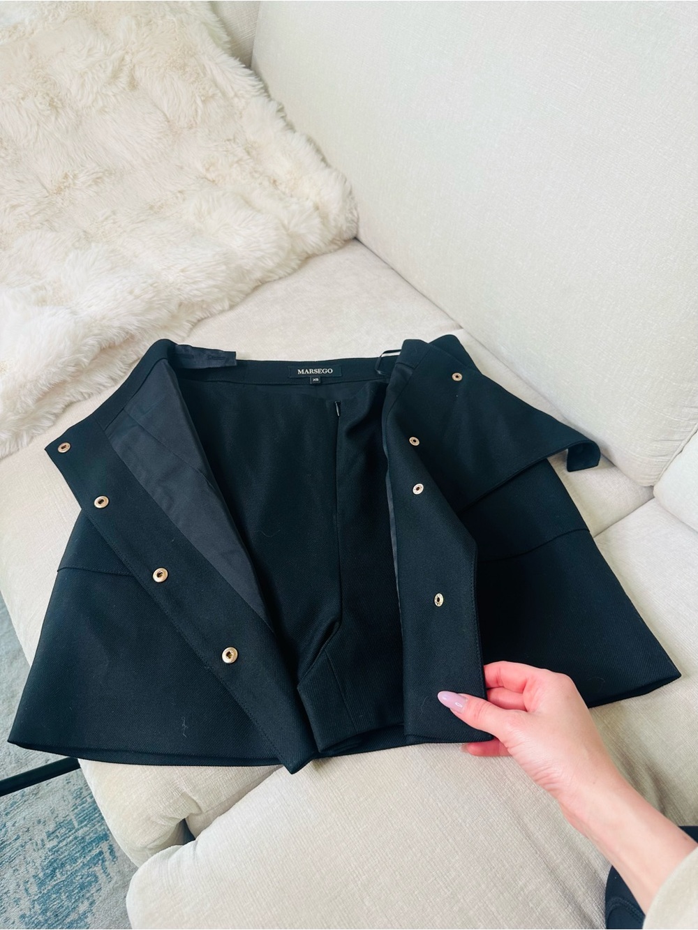 Black Button-Front A-Line Skort size XS MARSEGO - Picture 8 of 13